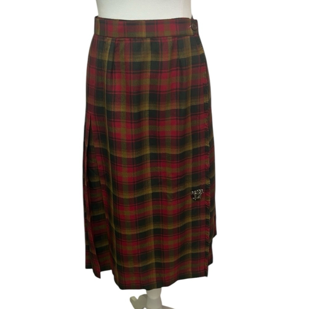 Gumushels Plaid Wool Wrap Skirt